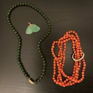 Jade and coral jewelry bundle